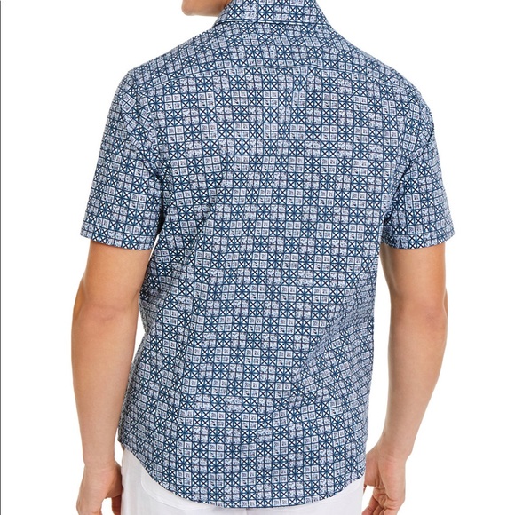 Tasso Elba Men's Stretch Geometric Tile-
Print Shirt - Picture 2 of 3